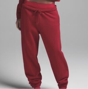 SKIMS Classic jogger sweatpants baggy red adjustable tie cotton fleece Sz M